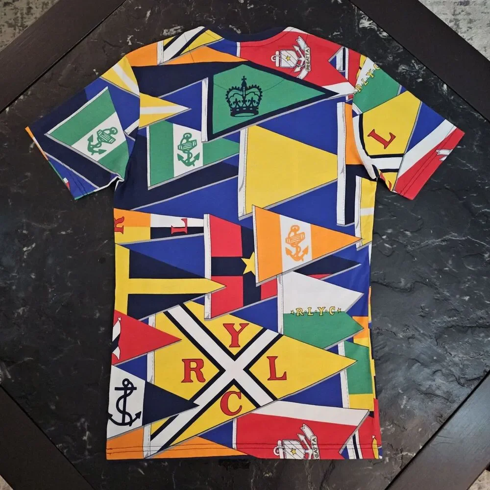 Polo Ralph Lauren Burgee Flag Print Pajama Shirt NWT XS Yacht Club RLYC Tee Top